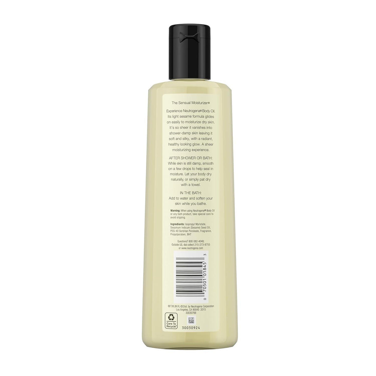 Neutrogena used as massage oil on leg for smooth, nourished skin
