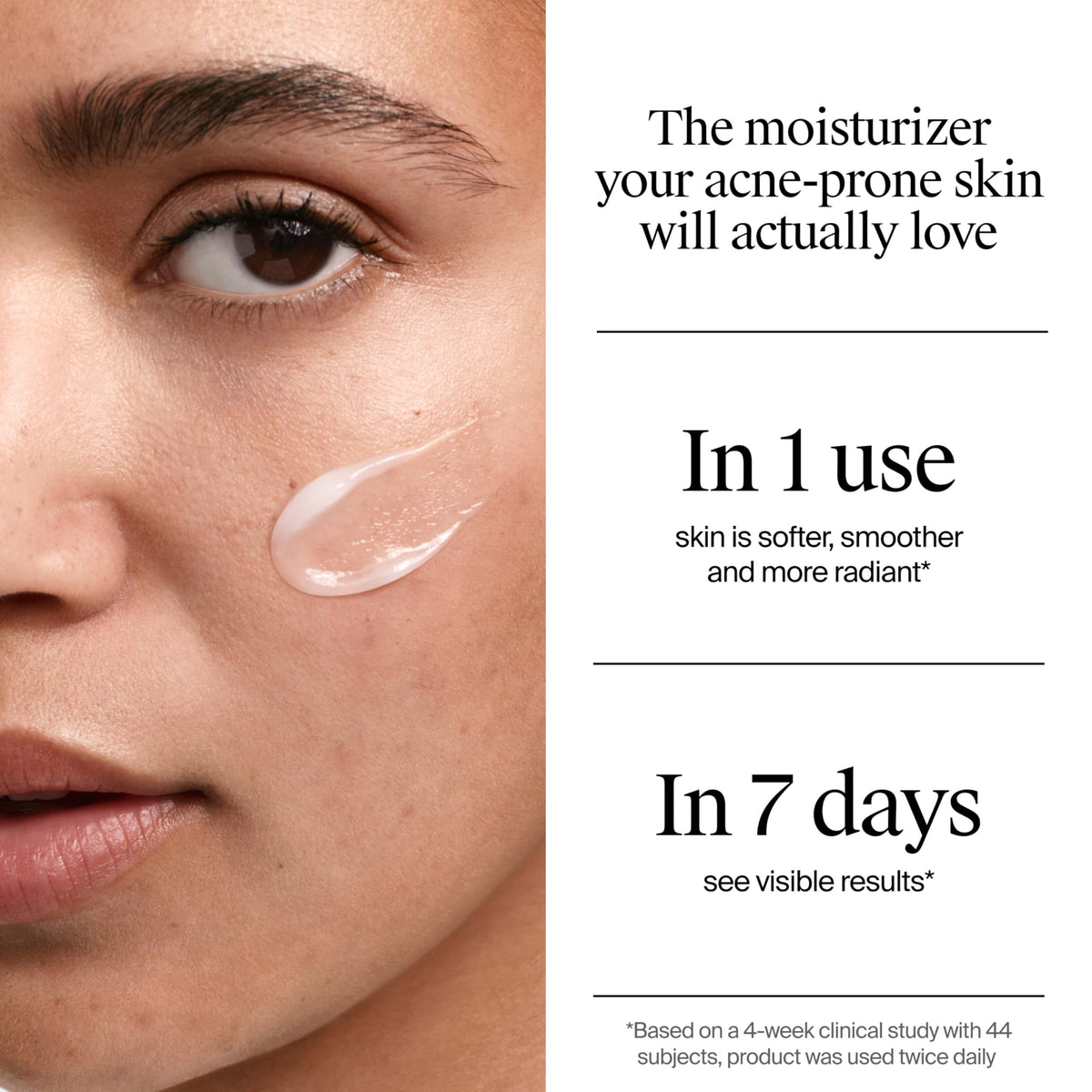 Neutrogena moisturizer on hand scale demonstrating small travel-friendly amount