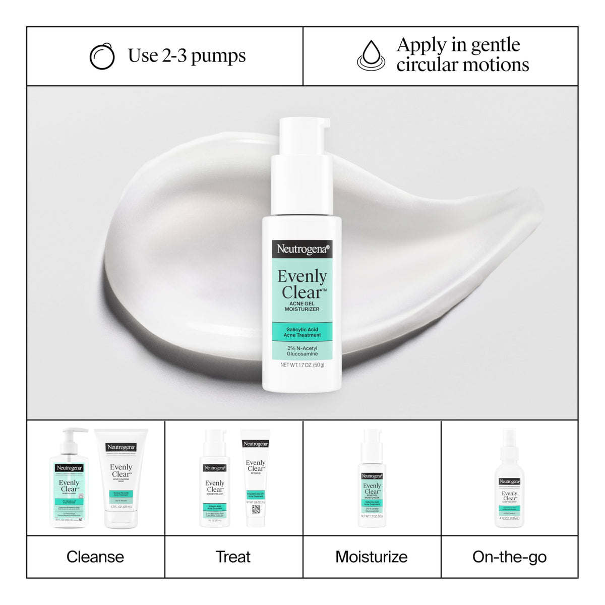 Neutrogena in a bathroom morning routine setting showing easy layering benefit