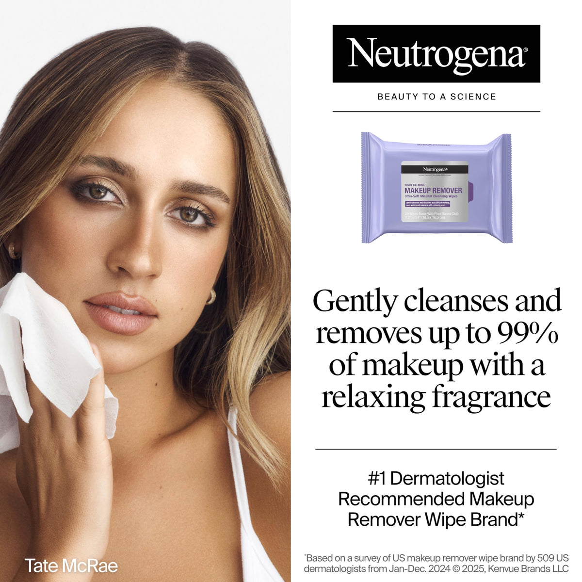 Neutrogena open tub with a wipe pulled up for easy access and convenience