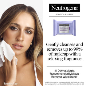Neutrogena open tub with a wipe pulled up for easy access and convenience