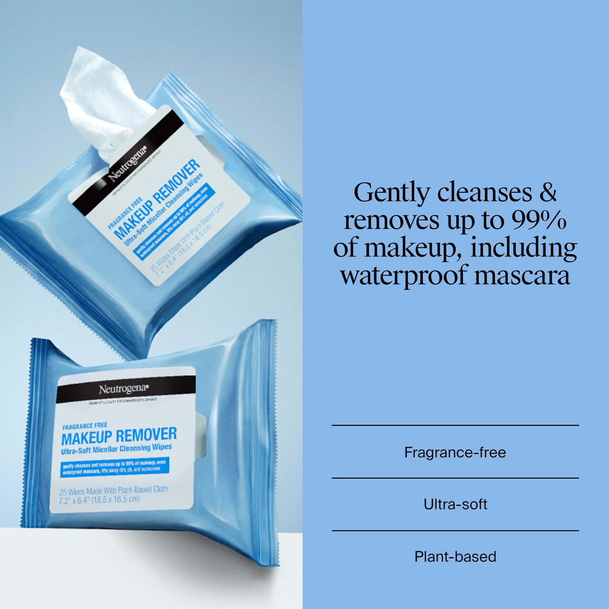 Neutrogena open pack with a single wipe pulled out for easy use