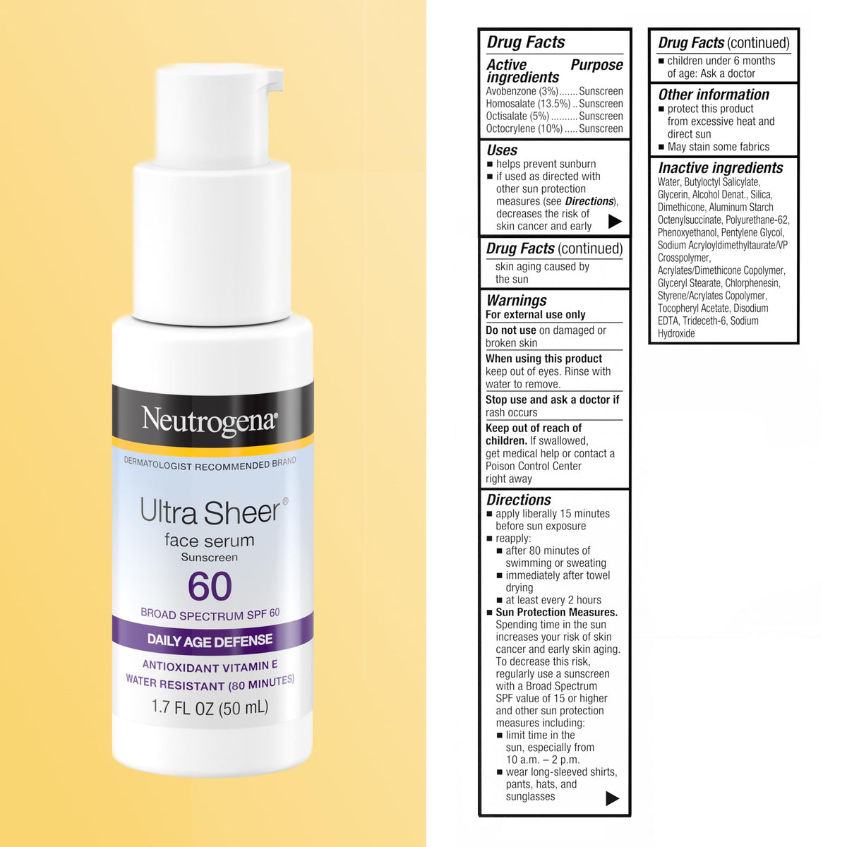 Neutrogena serum used outdoors near water highlighting 80-minute water resistance