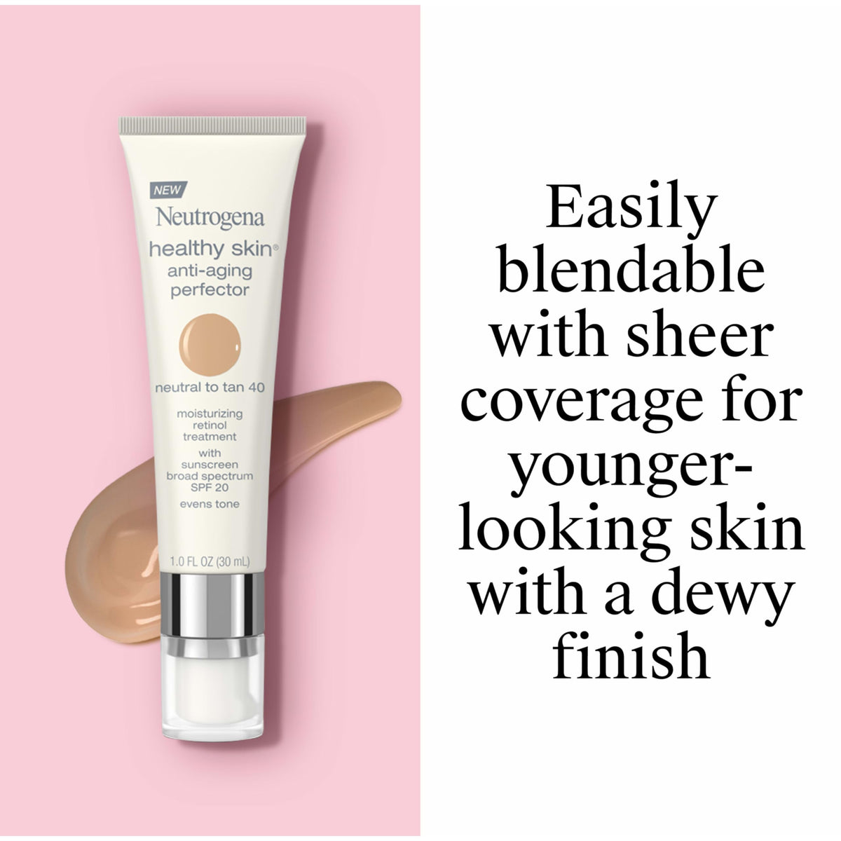 Neutrogena close-up of creamy texture highlighting smooth, blendable formula benefits