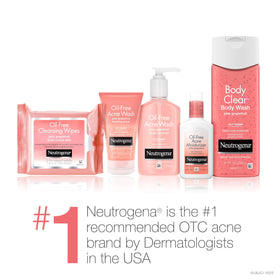 Neutrogena on bathroom shelf implying daily routine convenience
