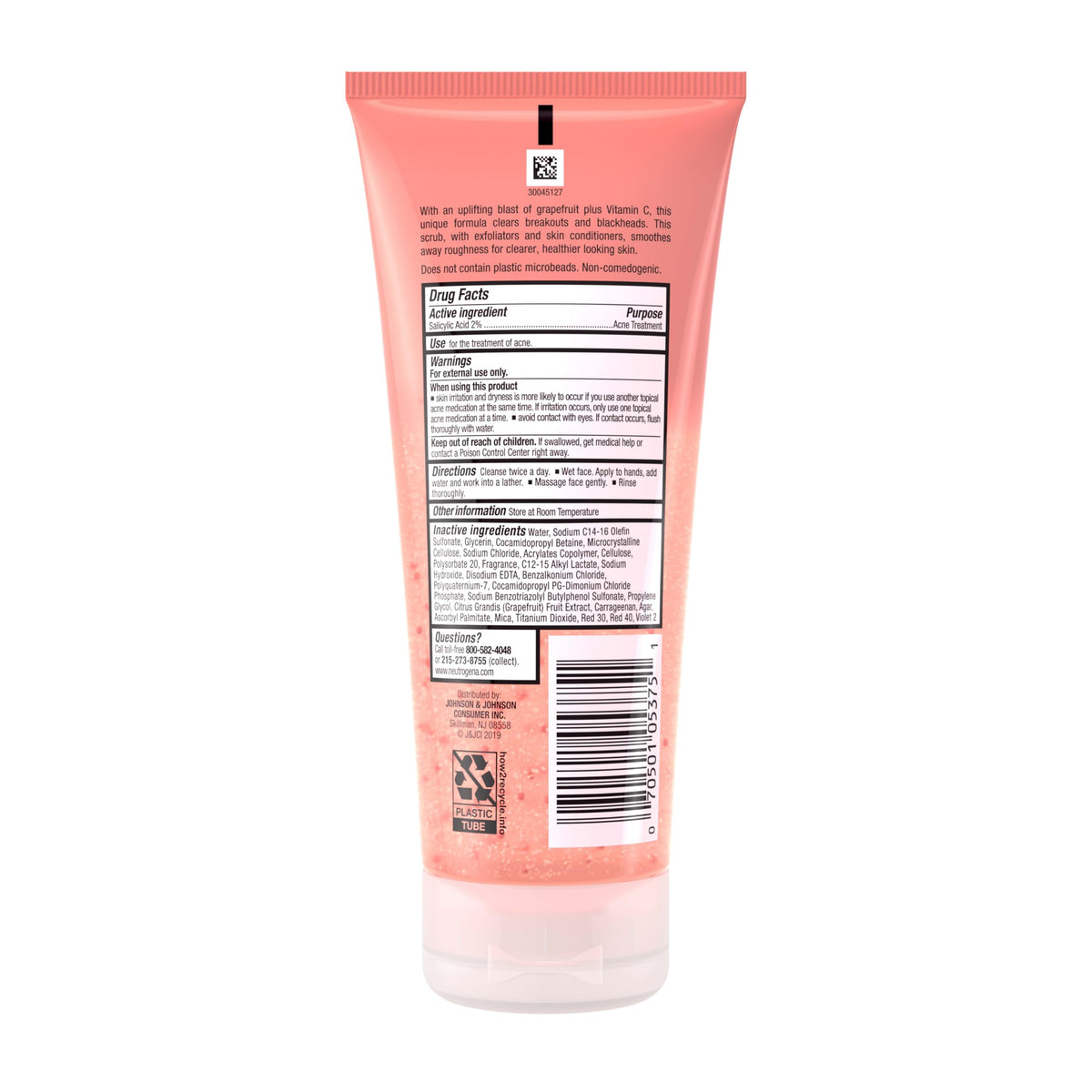 Neutrogena ingredient label close-up showing active salicylic acid