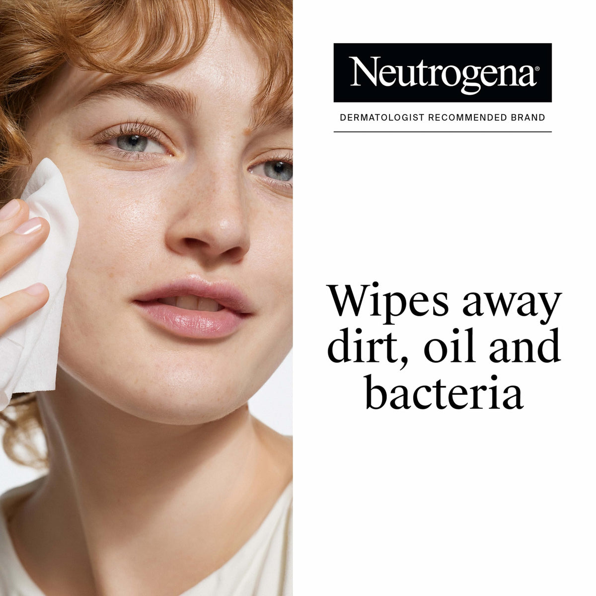 Neutrogena wipe close-up texture displaying gentle cloth and cleansing power