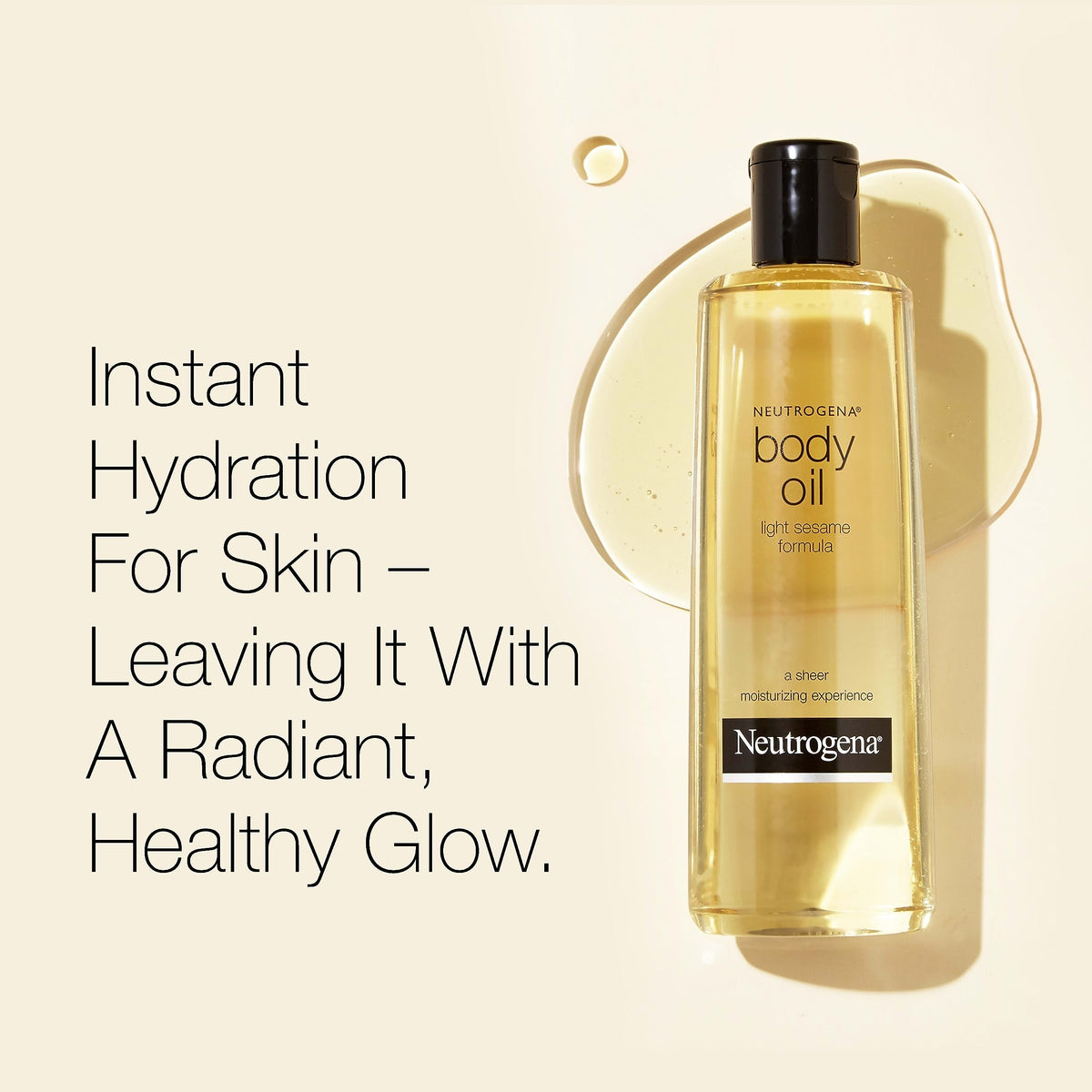 Neutrogena pouring oil into palm for easy application and quick absorption