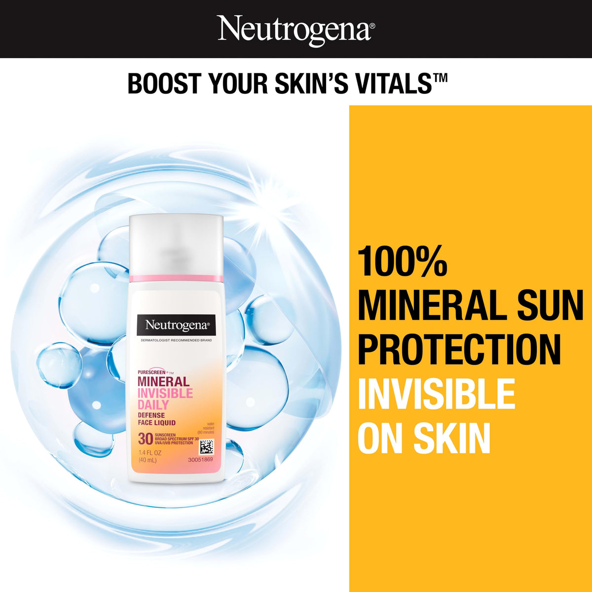 Neutrogena close-up of liquid texture highlighting lightweight absorption