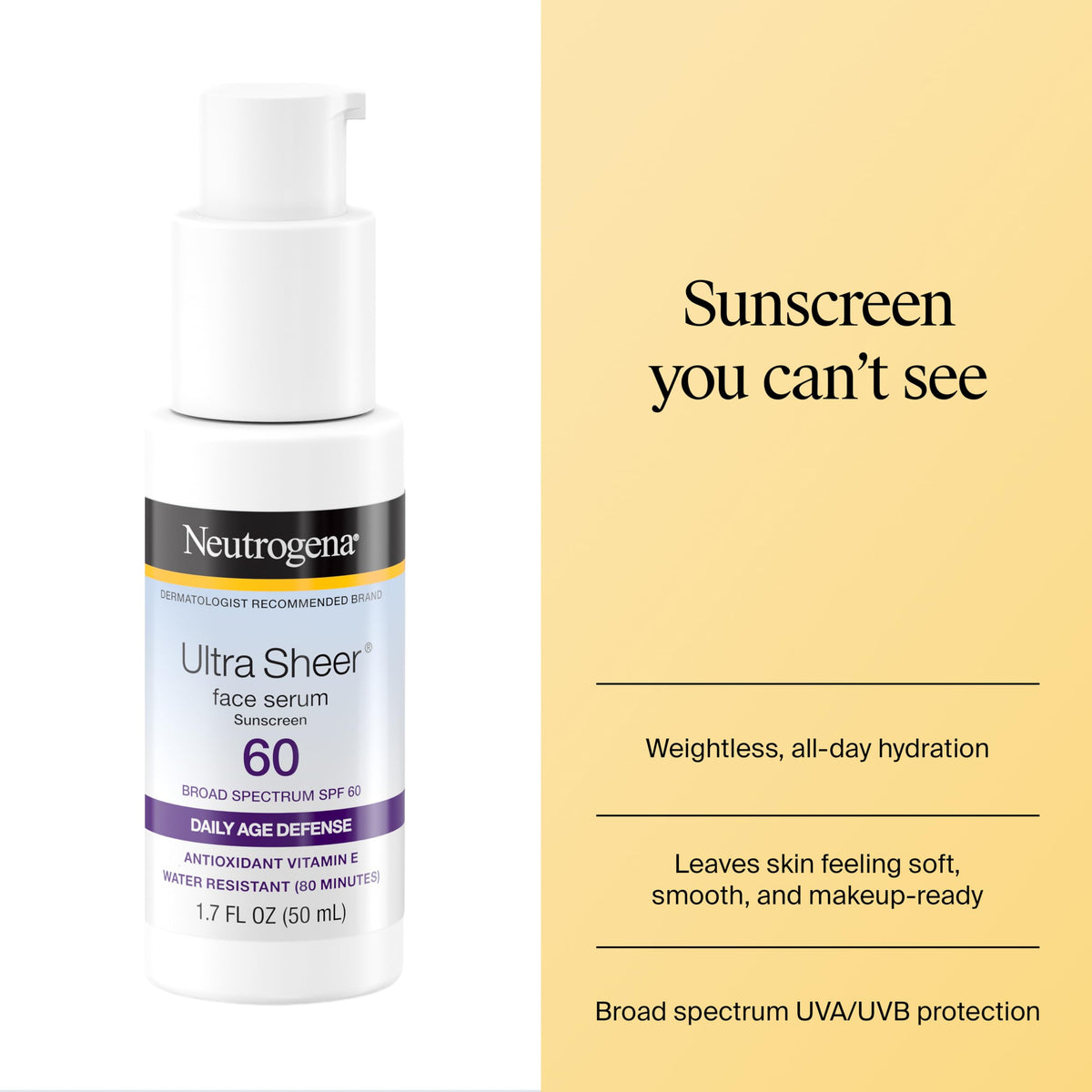 Neutrogena closeup pump showing lightweight serum texture and fast absorption