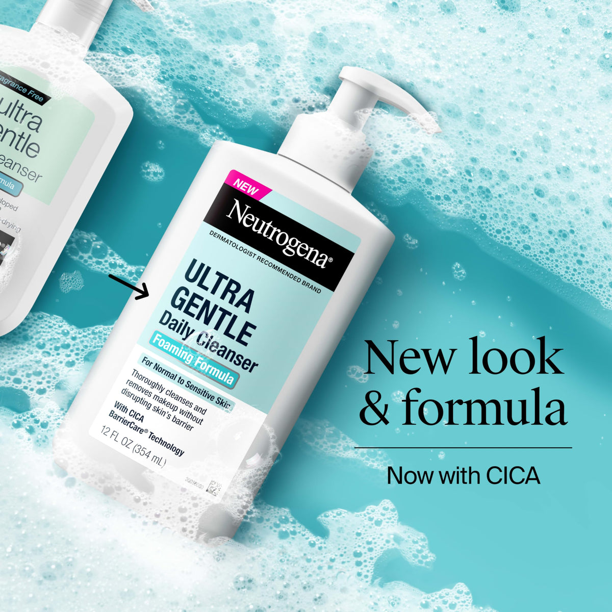 Neutrogena pump dispensing foam highlighting easy application benefit