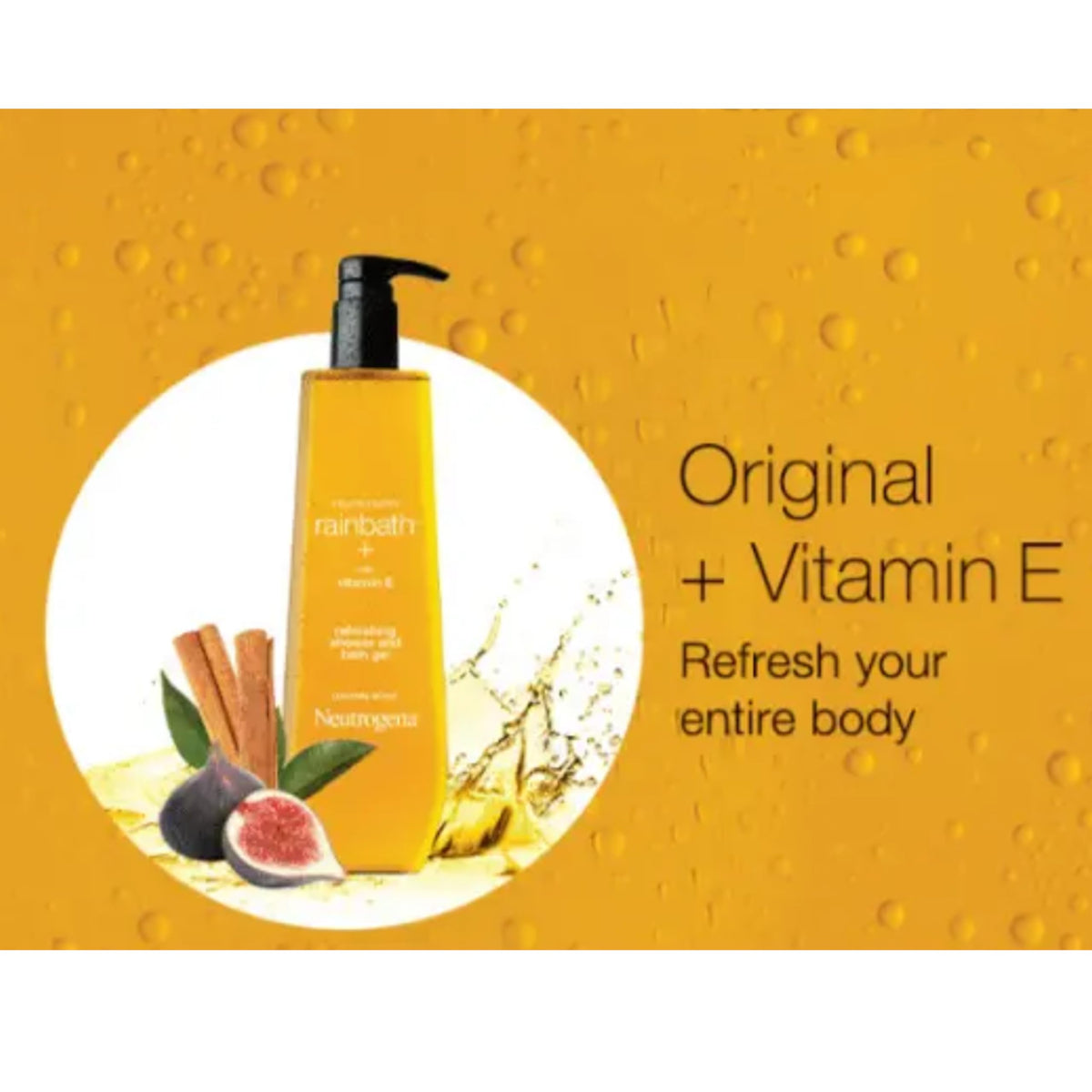 Neutrogena Rainbath in bathroom setting, illustrates family-friendly refill convenience