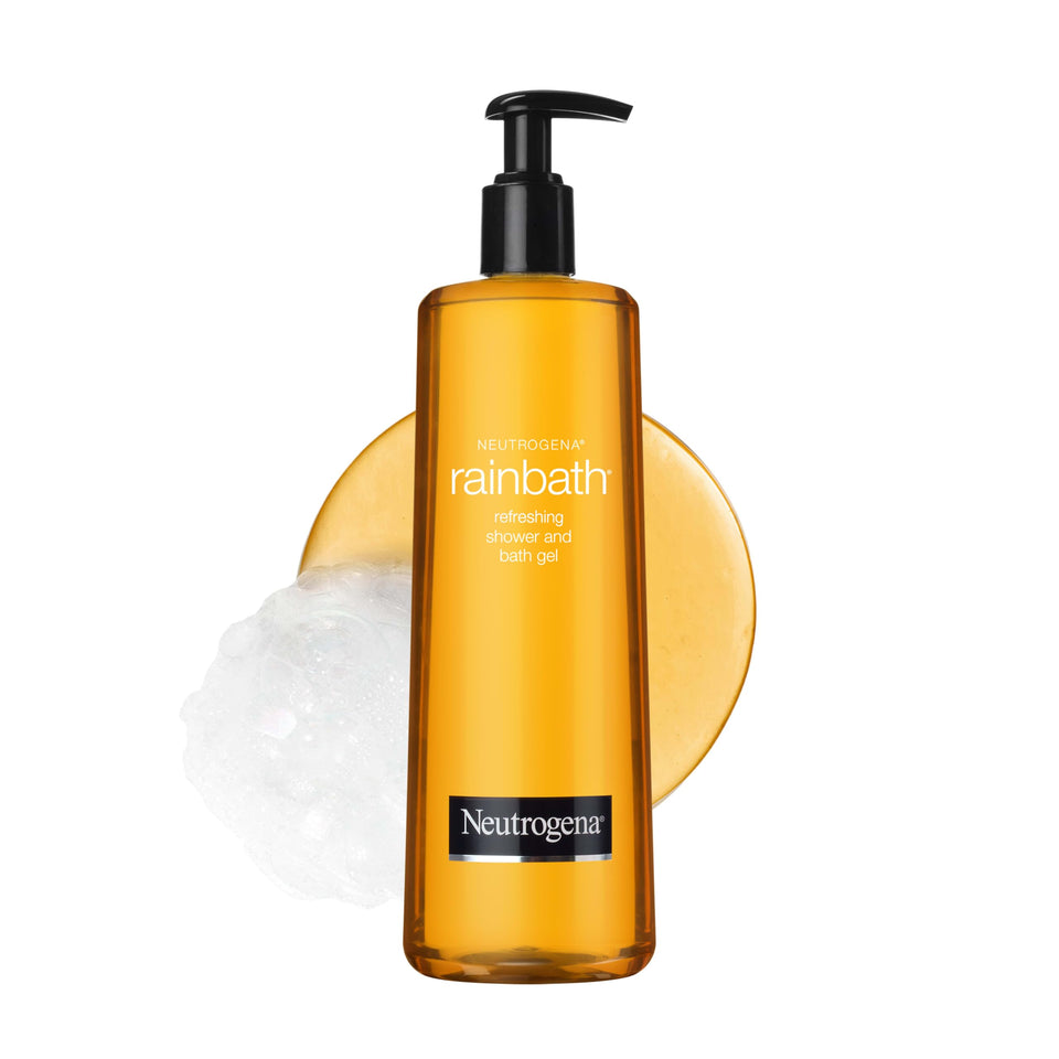 Neutrogena Rainbath front bottle showing size and label, promotes easy identification
