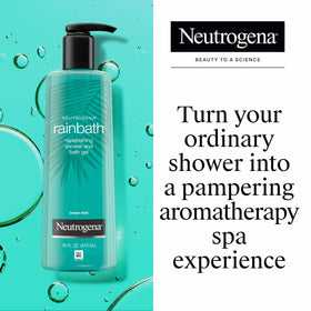 Neutrogena Rainbath pouring into hand with rich lather for effective cleansing benefit