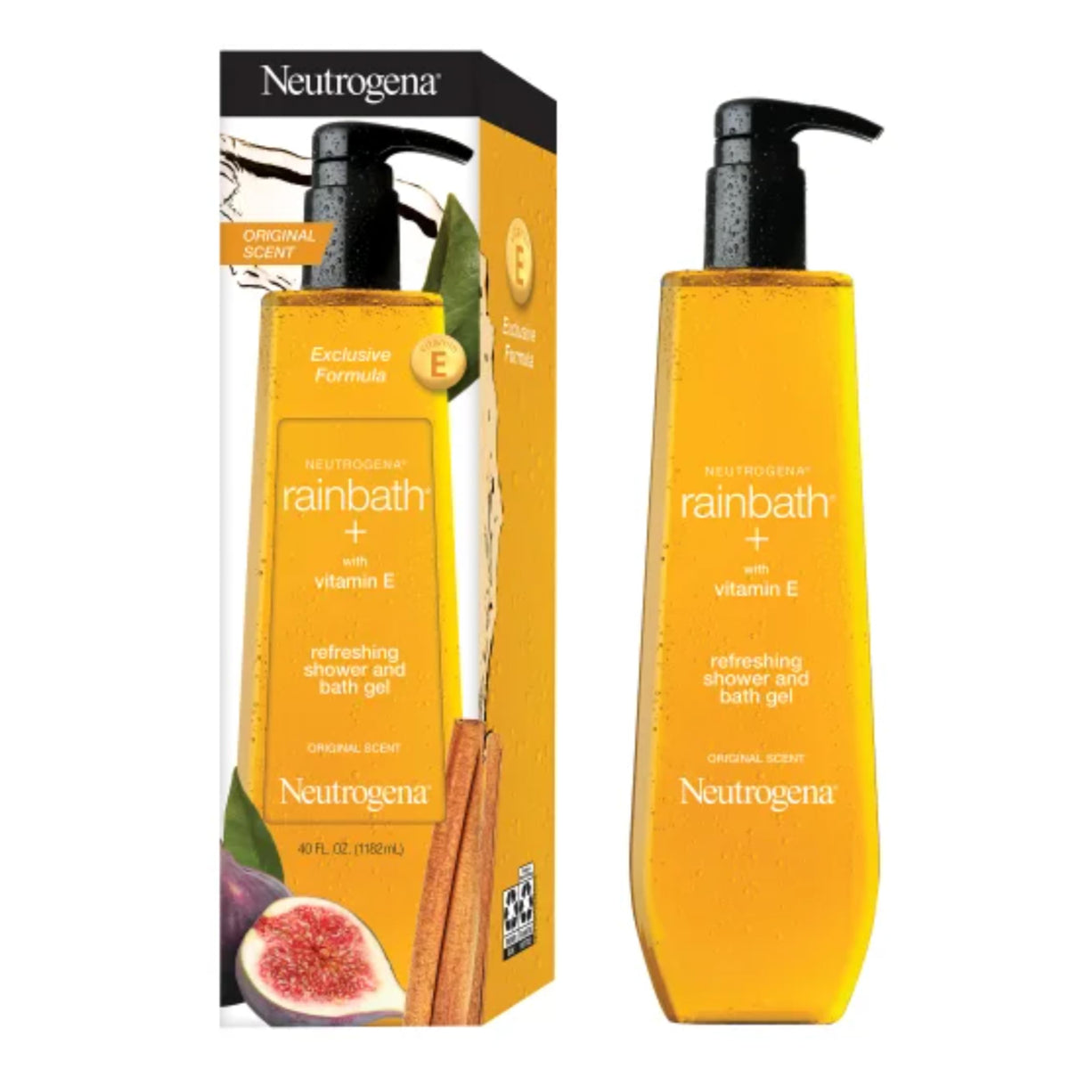 Neutrogena Rainbath gel pouring from bottle, demonstrates texture and lather