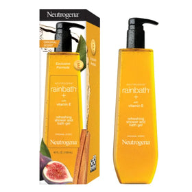 Neutrogena Rainbath gel pouring from bottle, demonstrates texture and lather