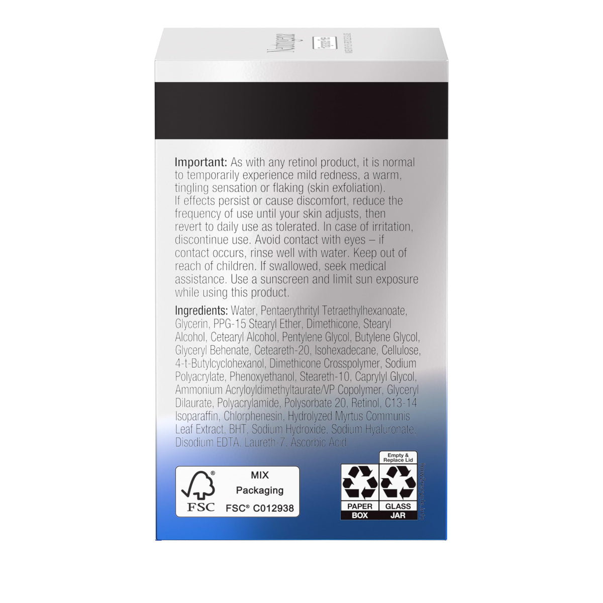Neutrogena back packaging showing formulation and free-from claims