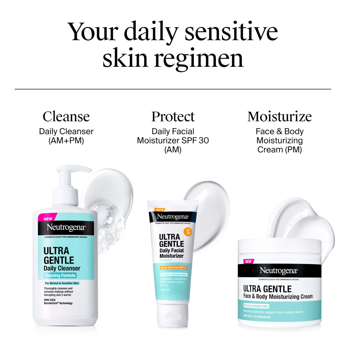 Neutrogena rinsing off makeup scene illustrating effective, non-irritating removal