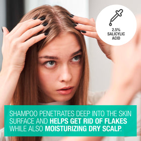 neutrogena shampoo being poured and lathered for effective cleanse benefit
