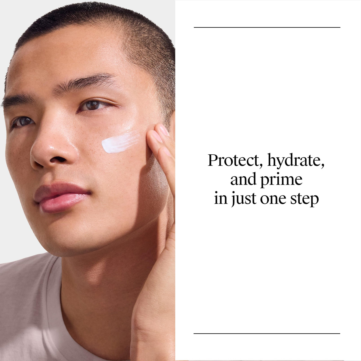Neutrogena serum on fingers spreading smoothly for even facial coverage benefit