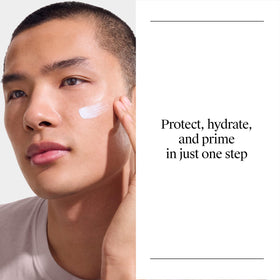 Neutrogena serum on fingers spreading smoothly for even facial coverage benefit