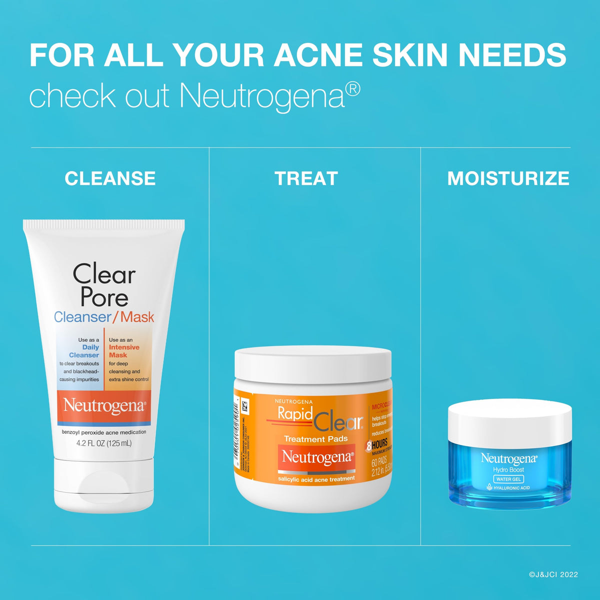 Neutrogena tube in hand for scale showing travel‑friendly acne care