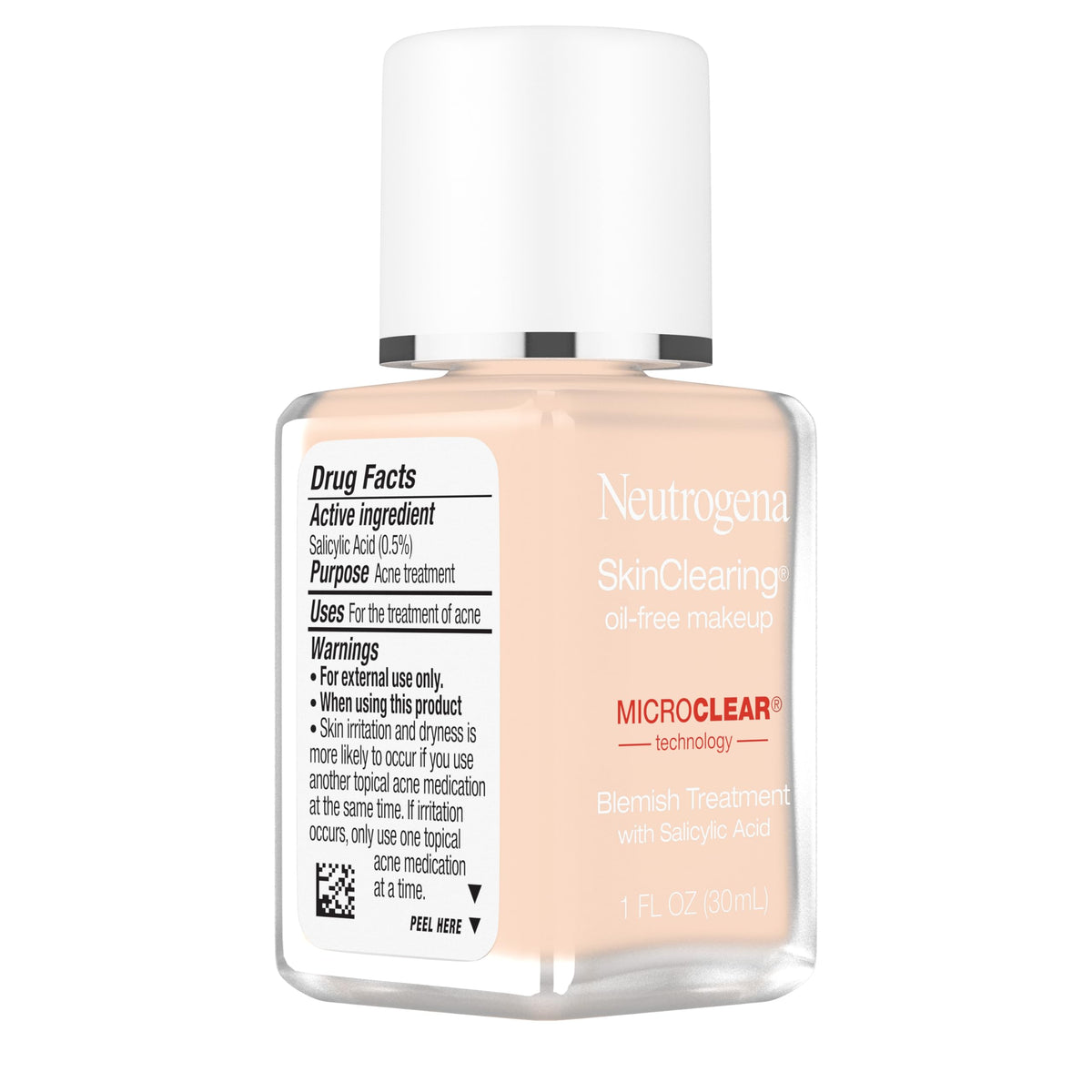 Neutrogena size comparison next to coin showing the 1 fl. oz. compact bottle