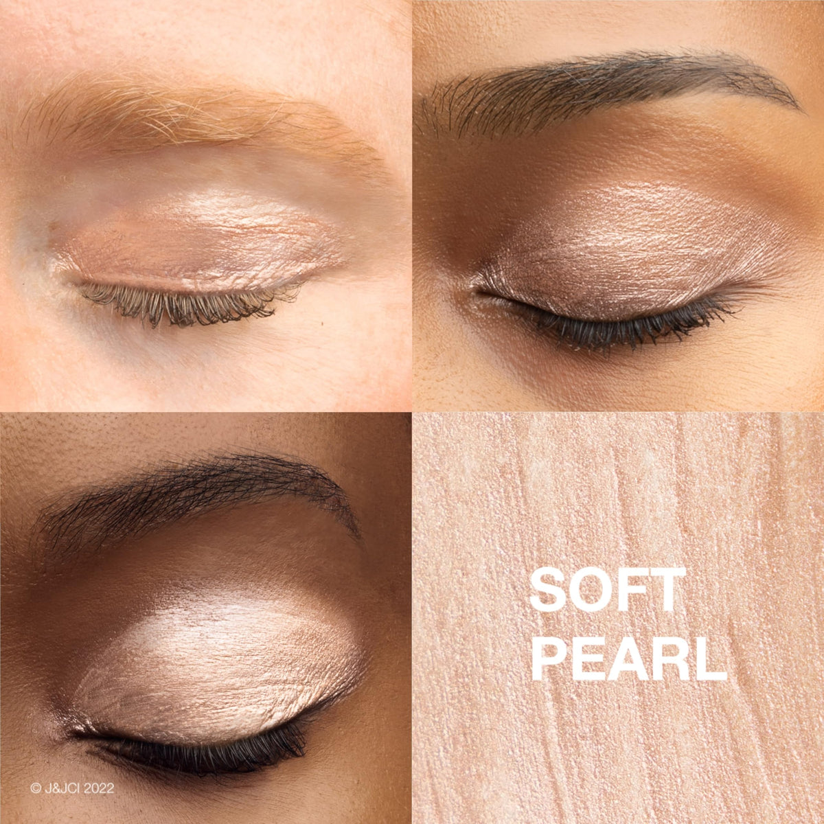 Neutrogena soft pearl on eyelid closeup showing longwear metallic effect