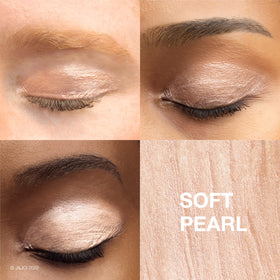 Neutrogena soft pearl on eyelid closeup showing longwear metallic effect