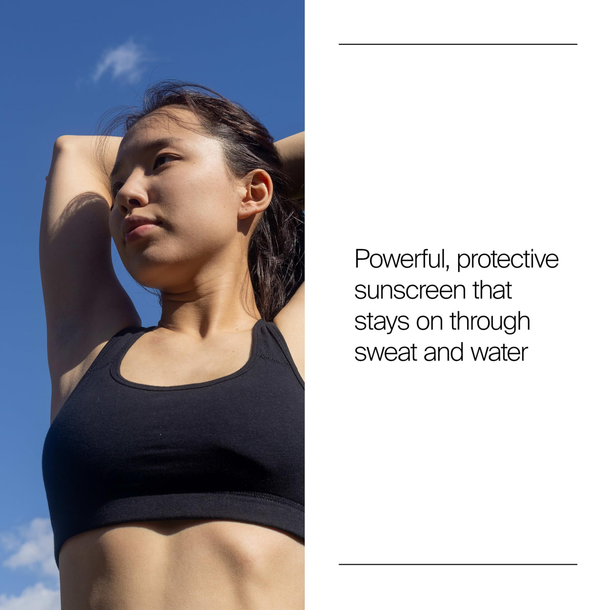 Neutrogena applying sport face sunscreen on cheek for sweat-resistant protection