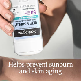 Neutrogena stick being applied to cheek for quick sun protection
