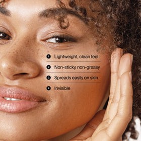 Neutrogena stick application on cheek demonstrating invisible matte benefit