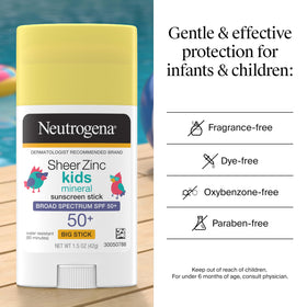 Neutrogena stick on beach with kids playing showing water-resistant use