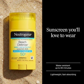 Neutrogena sunscreen stick texture close-up showing smooth glide and lightweight finish