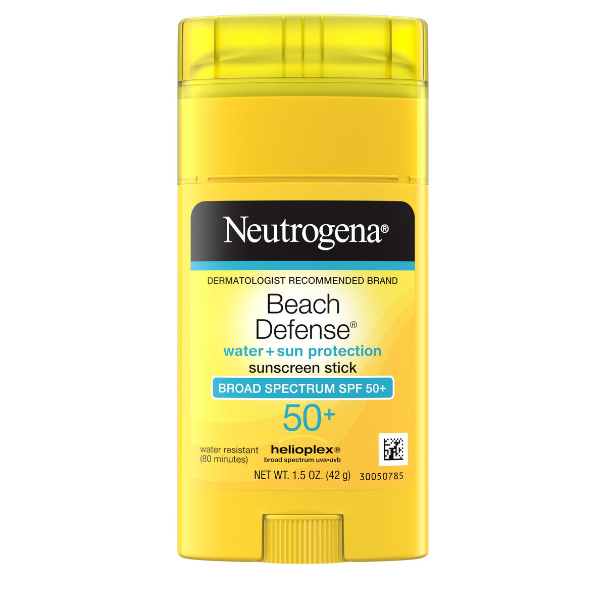 Neutrogena sunscreen stick front view showing compact, travel-friendly design and quick protection