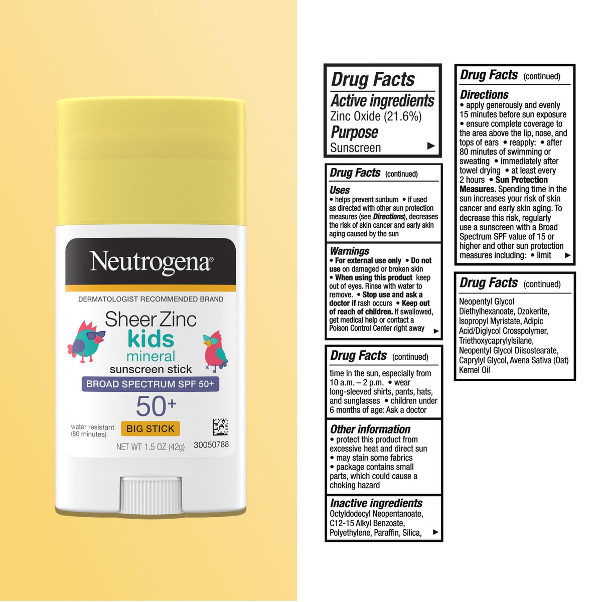 Neutrogena stick beside sunglasses and hat showing travel-ready protection
