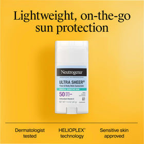 Neutrogena stick texture close-up displaying dry-touch, non-greasy finish