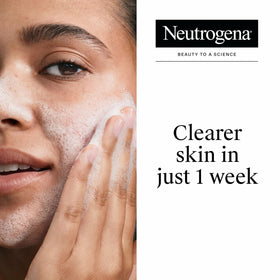 Neutrogena cleanser foam texture on hand showing gentle, oil-free lather