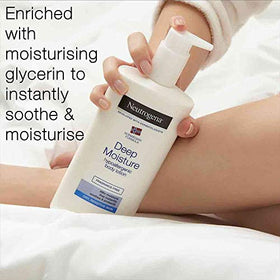 Neutrogena lotion texture close-up showing fast-absorbing, non-greasy feel