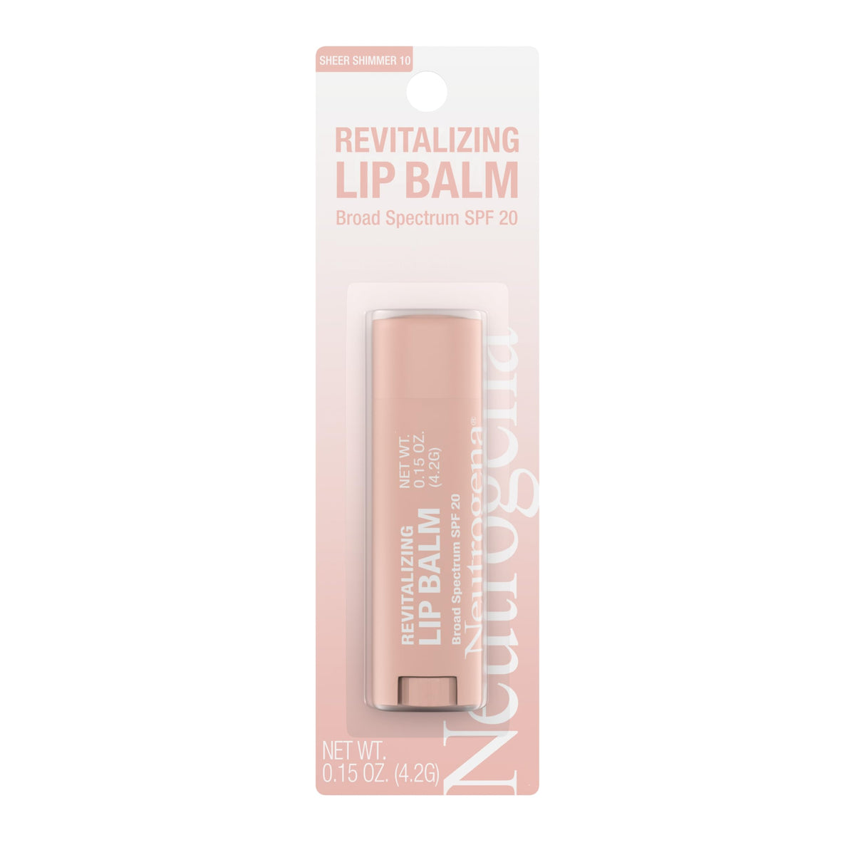 Neutrogena tinted lip balm front view showing compact, travel-friendly tube and SPF benefit
