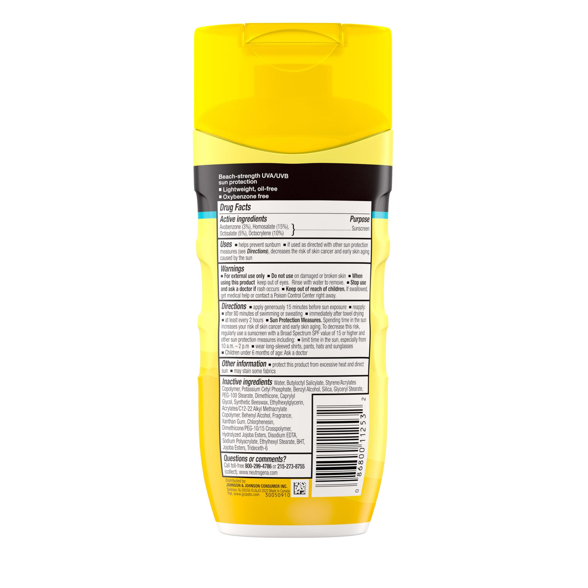 Neutrogena bottle tucked in beach bag for travel-ready sun protection
