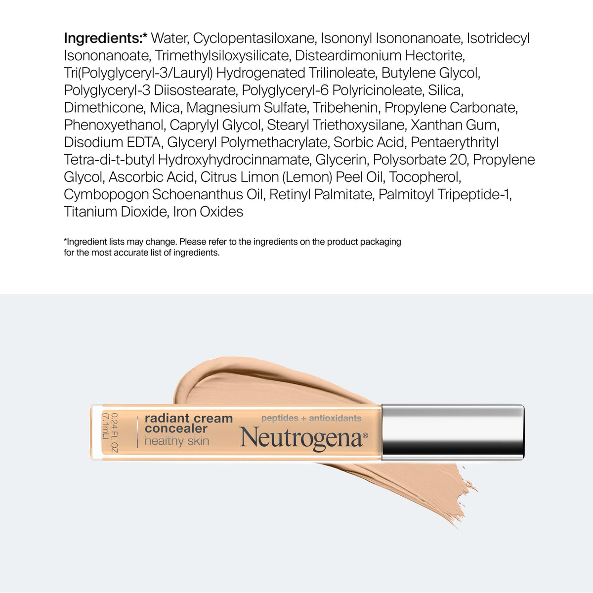 Neutrogena concealer in purse flatlay for quick touch-ups on the go