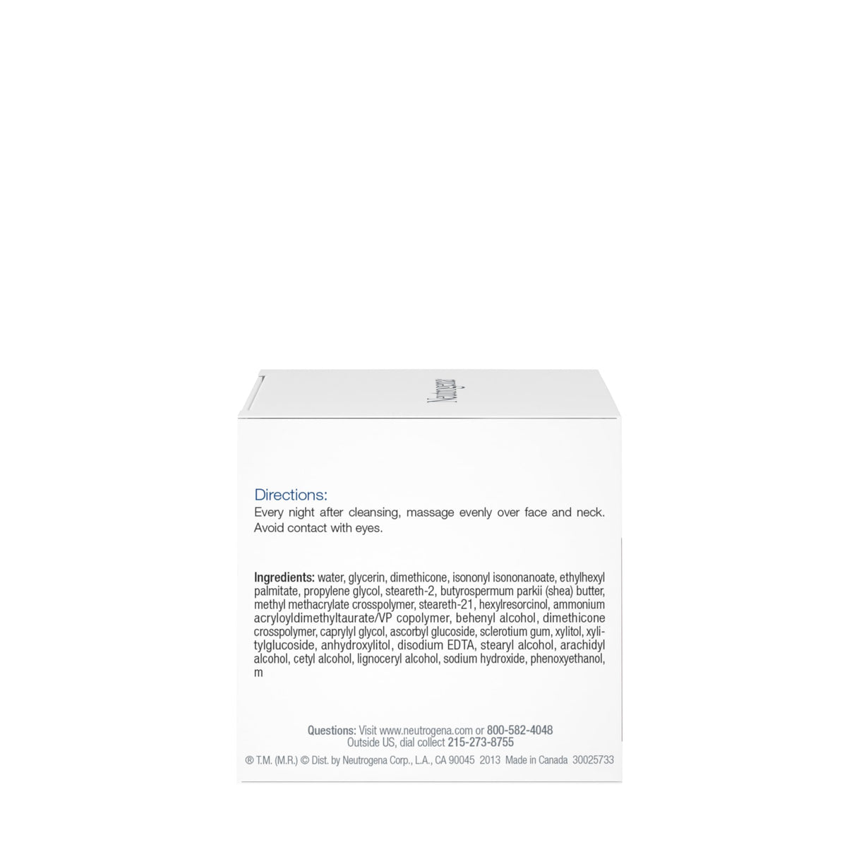 Neutrogena jar on bathroom shelf at night depicting nightly routine benefit