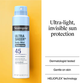Neutrogena spray nozzle close-up illustrating easy, even mist application