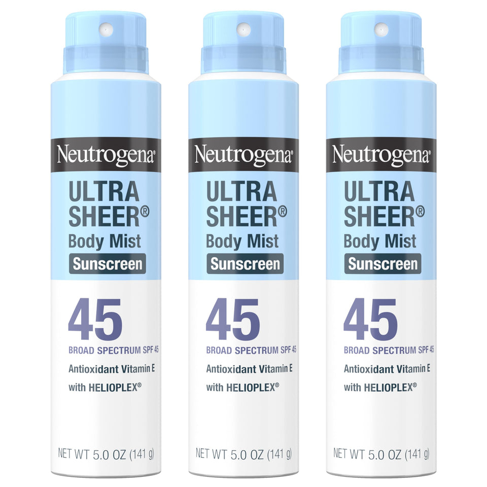Neutrogena front packaging showing SPF 45 and travel-ready benefit