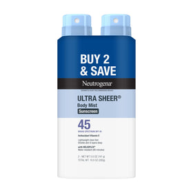 Neutrogena bottle front packaging showing SPF 45 protection and benefits