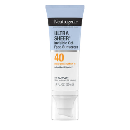 Neutrogena front packaging showing clear gel sunscreen and SPF 40 benefit