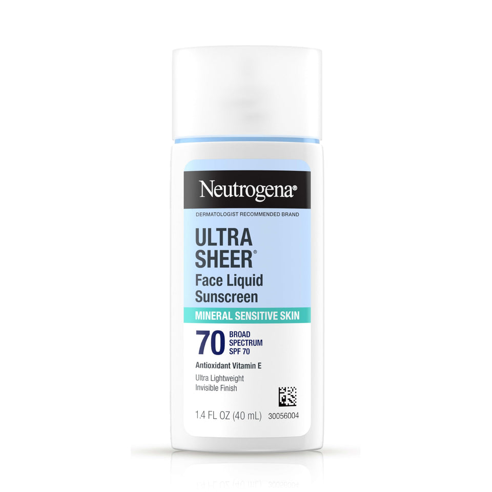 Neutrogena front tube showing SPF 70 and compact travel size benefit