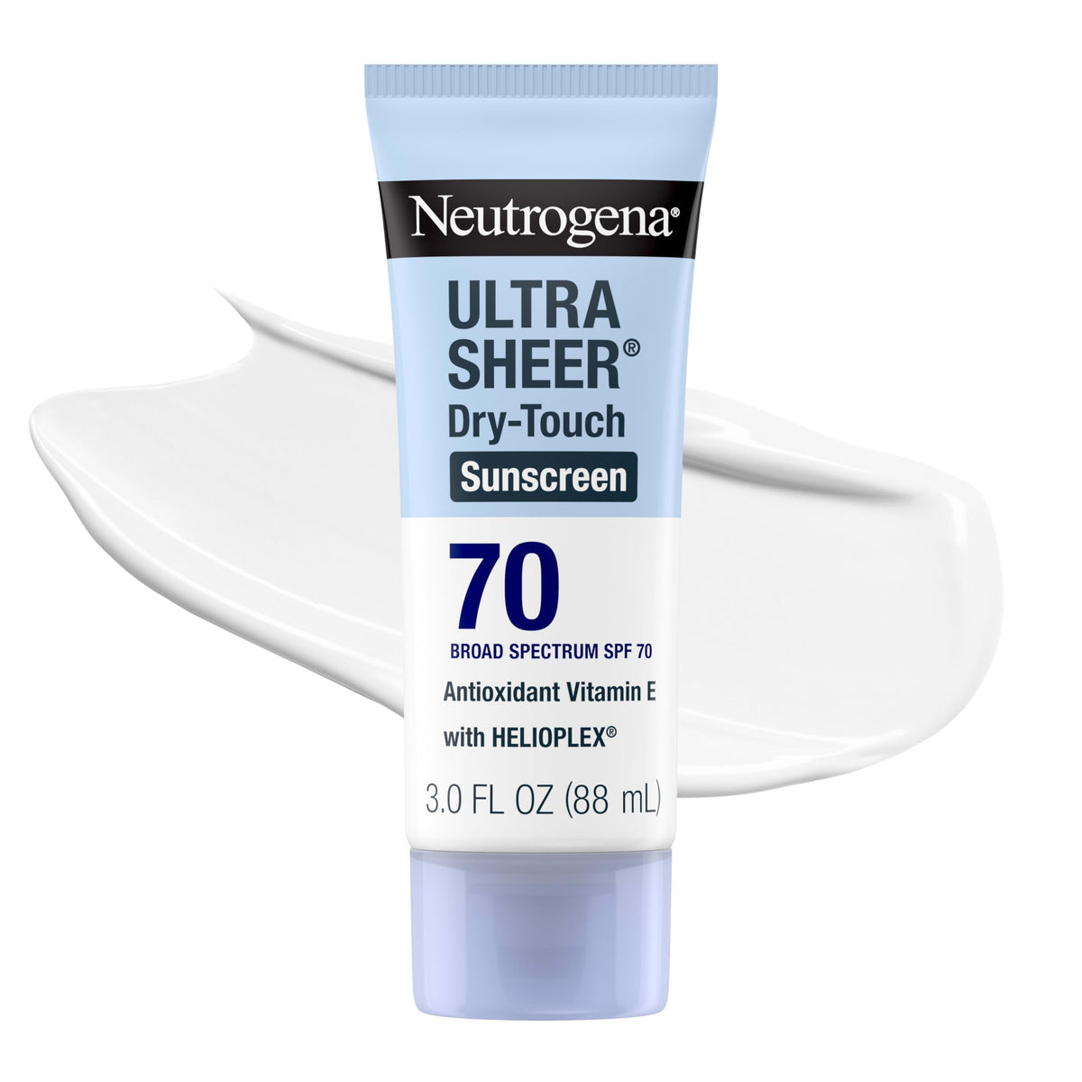 Neutrogena front bottle view showing SPF 70 protection and travel benefit