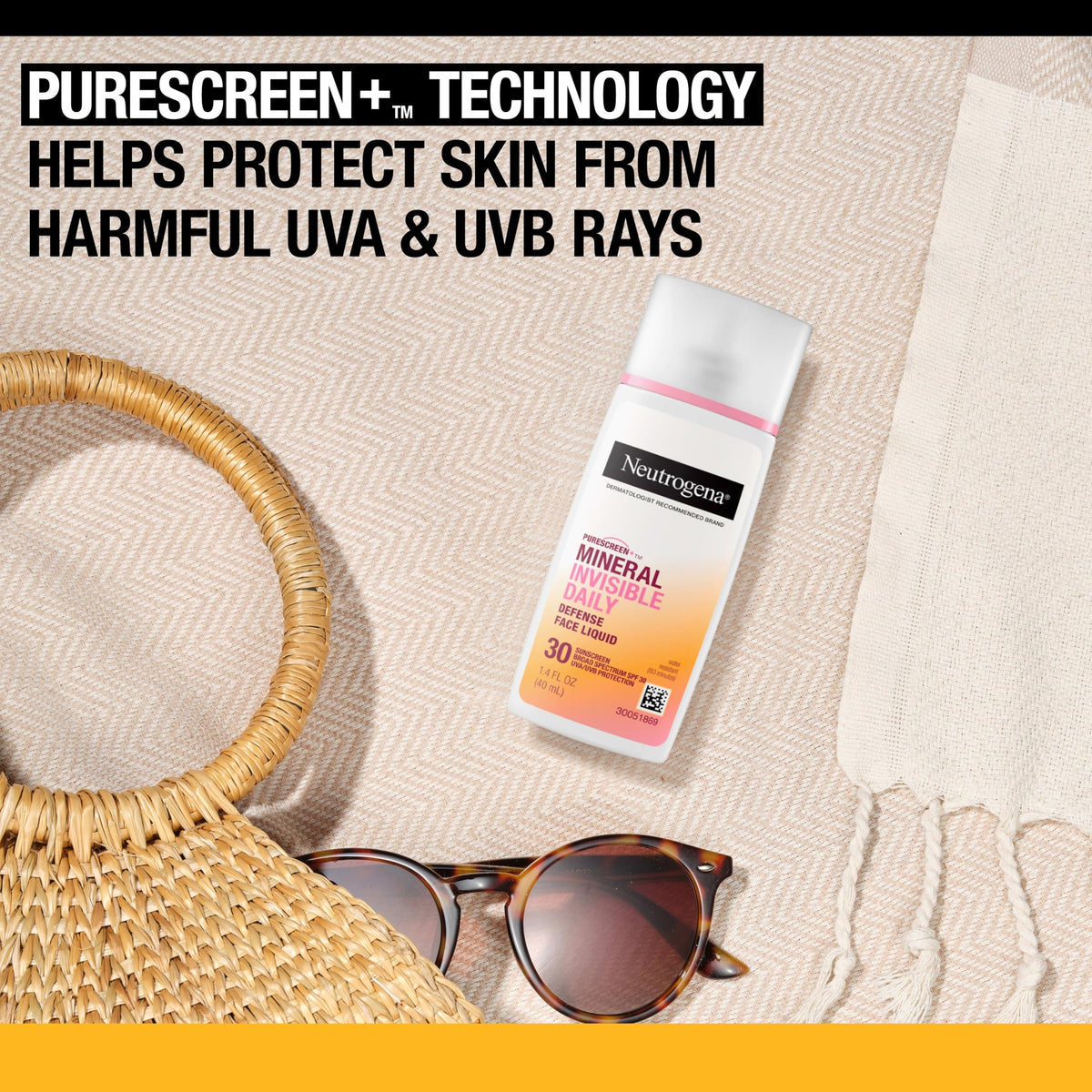 Neutrogena sunscreen worn under makeup demonstrating invisible finish